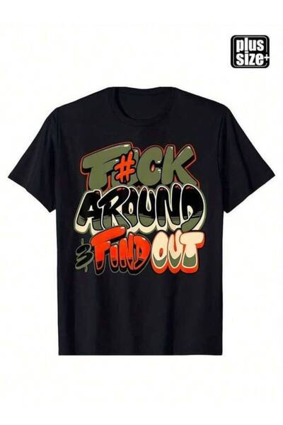 2BIR Funny Mens Graphic Around Find Out Graffiti Heavyweight Cotton Breathabl...