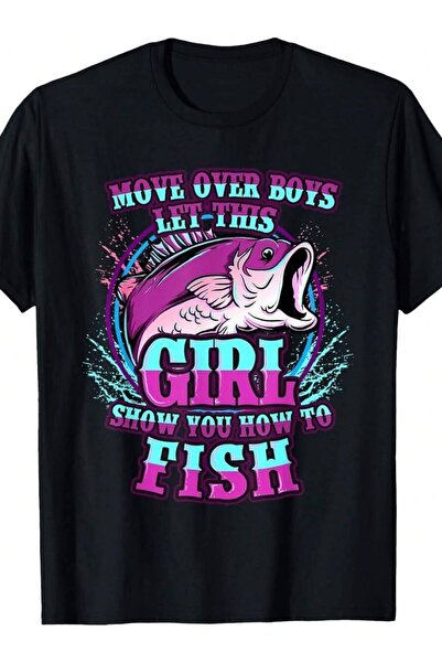 26LIK Men's & Women's Retro Fishing T-Shirt - Let This Girl Show You How To F...