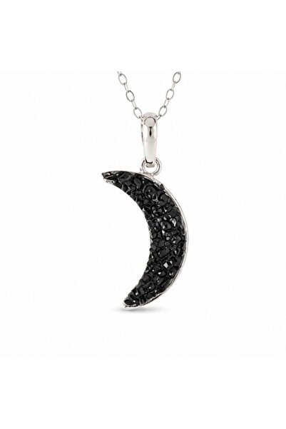 craftmystic 925 Silver Necklace with Black Tourmaline Crescent - Protection a...