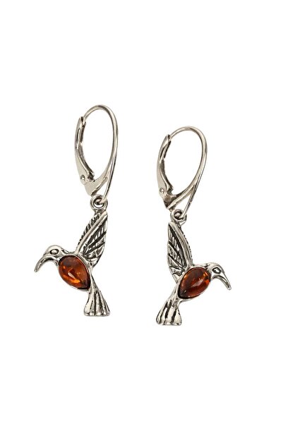 craftmystic Cercei Argint 925 Pasarea Colibri cu Chihlimbar Rosu - Energie, B...