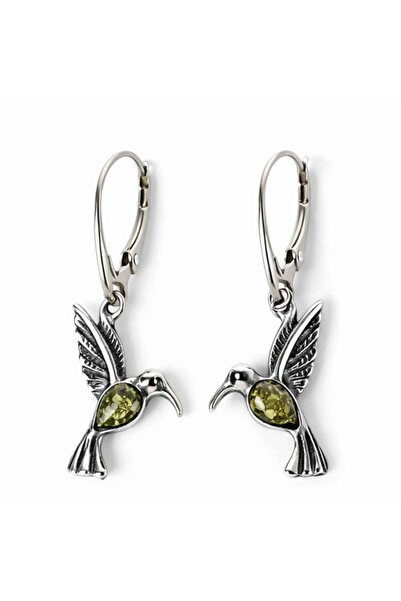 craftmystic Cercei Argint 925 Colibri cu Chihlimbar Verde - Energie, Bucurie ...