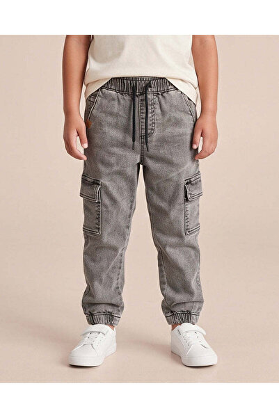 REDTAG Boys Grey Cargo Joggers
