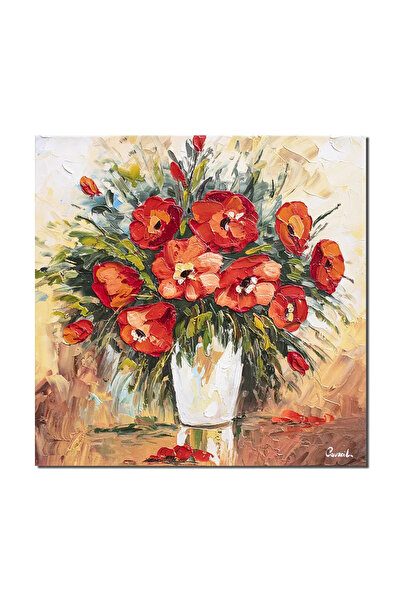 artnova 3D картина Ваза с кралски макове, ръчно рисувана, 50x50см маслена на ...