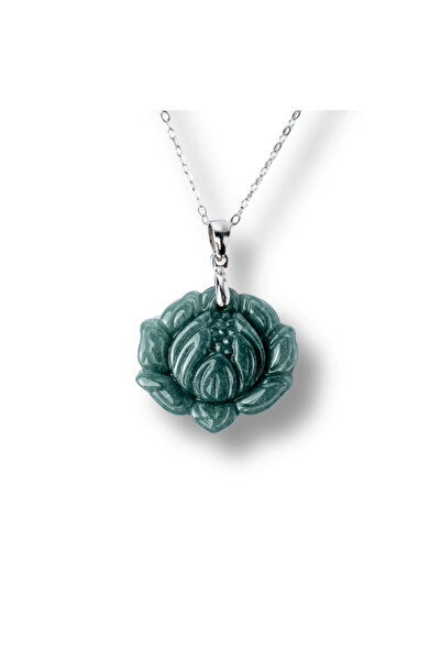 craftmystic Колие от сребро 925 с гуатемалски син нефрит във форма на лотос -...