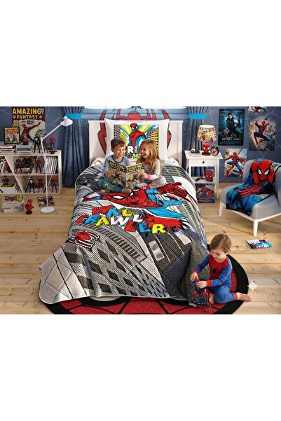 Taç Set de pilote cu licență Spiderman Wall Crawler pentru o persoană (cu pernă umplută ca cadou)