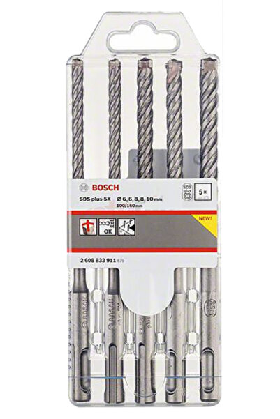 Bosch Set de burghie SDS Plus pentru beton, 5 bucăți, 6/6/8/8/10 mm