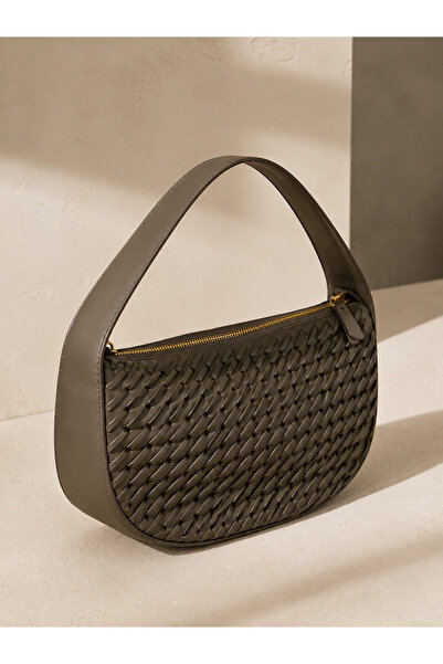 Luminos Butik Women's Green Knitted Textured Crescent Shape Shoulder Bag Cnt260