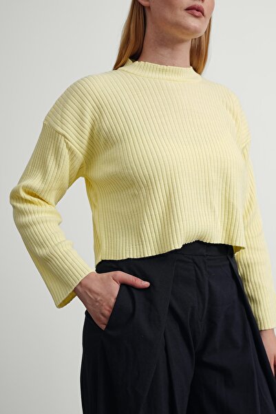 Gülce moda Women's Ribbed Oversize Cut Winter Knitwear Crop Sweater Glc1110