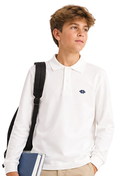 Divonette Girls Boys White Polo Collar T-Shirt Long Sleeve School T-Shirt Uni...