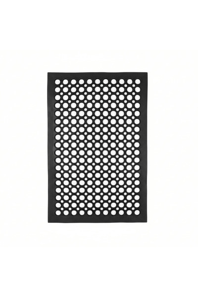 AKDC Black Anti-Slip Hollow Design Rubber Mat - 40×60 cm