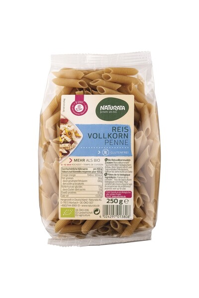 Naturata Penne din orez integral, bio, fără gluten, 250g