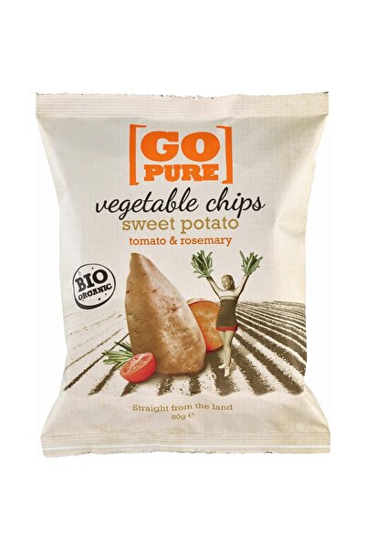 goPure Chipsuri de cartof dulce și ardei roșu cu rozmarin, bio, fără gluten, 80g
