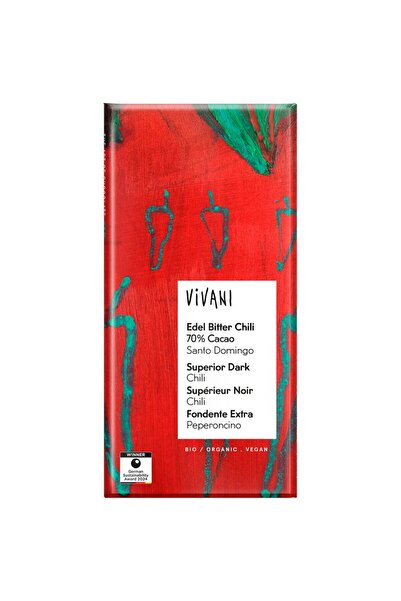 Vivani Ciocolată neagră cu 70% cacao și ardei iute organic, 80g
