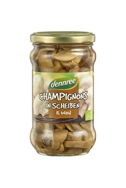 Dennree Ciuperci champignon organice feliate în borcan, 280g