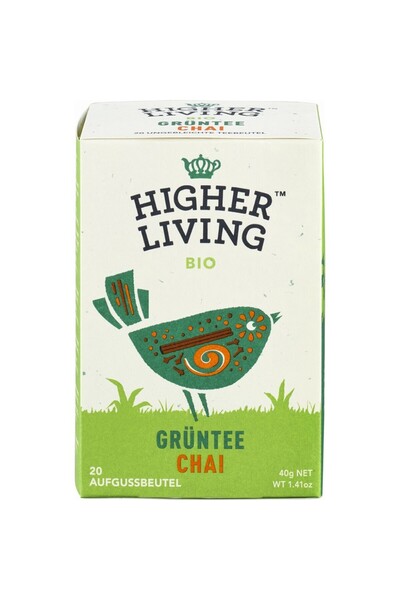 HIGHER LIVING Ceai verde Chai 20 plicuri organice, 40g