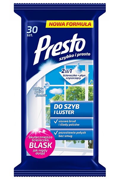 Presto Wet Wipes for Windows and Mirrors, 30 Pcs/Pack, - Antistatic and Anti-...