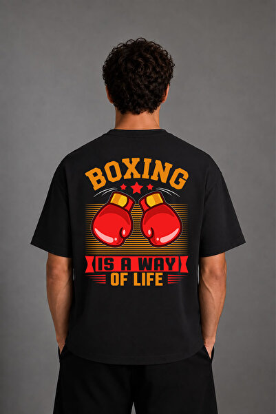 VSRN Boxing Is a Way Design Black Oversize T-Shirt with Back Print