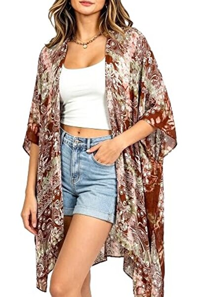 Moss Rose Women's Beach Cover up Swimsuit Kimono Cardigan with Bohemian Flora...