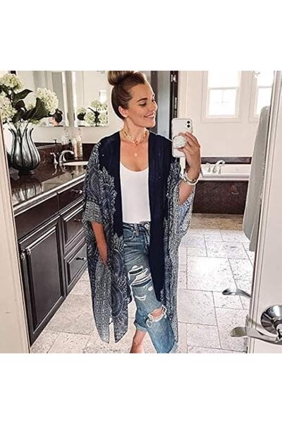 Moss Rose Women's Beach Cover up Swimsuit Kimono Cardigan with Bohemian Flora...