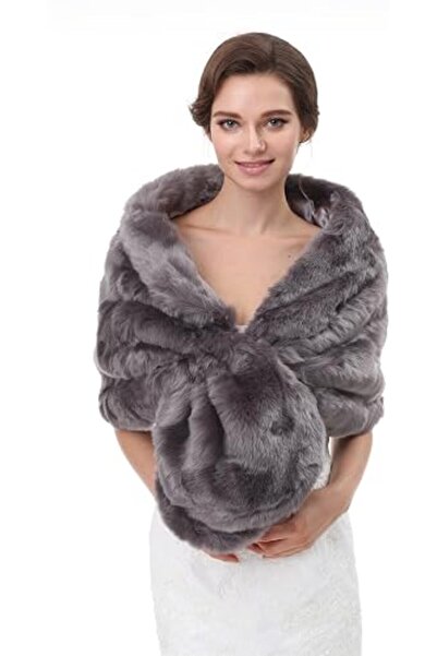 GENERAL Faux Fur Shawl Wrap Stole Shrug Winter Bridal Wedding Cover Up