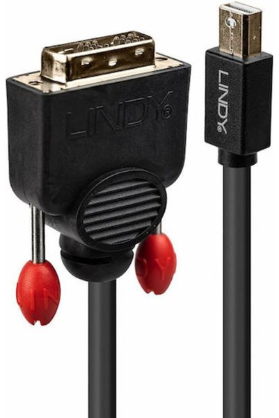 LİNDY Καλώδιο DVI-D αρσενικό σε mini DisplayPort αρσενικό, 2μ, Μαύρο (41952)