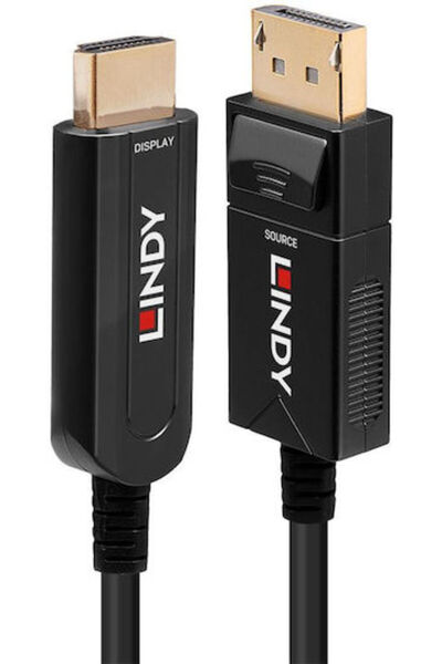 LİNDY Καλώδιο DisplayPort αρσενικό - HDMI αρσενικό 10μ Μαύρο (38490)