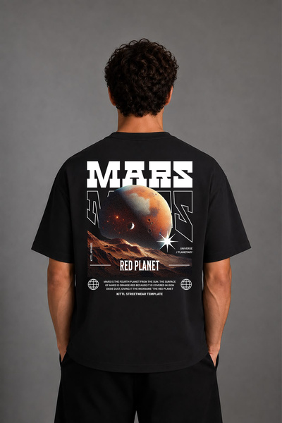 VSRN Μπλουζάκι Mars Masrs με σχέδιο, μαύρο, oversized, με στάμπα στην πλάτη