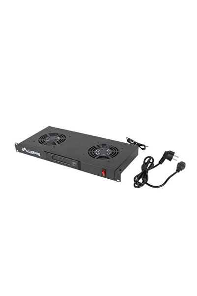 Lanberg LCD Ventilation Panel with Dual Fans and Thermostat, 230V, Black