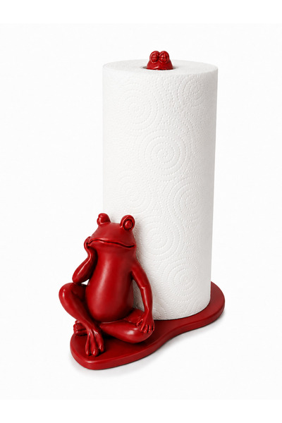 Zen Frog Dekoratif Kağıt Havluluk Kırmızı Modern Mutfak ve Masaüstü Kağıt Havlu Standı