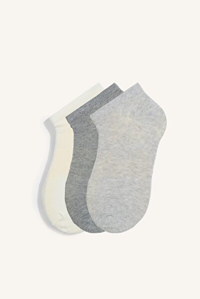 DeFacto Women's 3-Pack Cotton Booties Socks I2944Axns