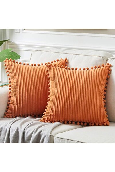 Fancy Homi Pack of 2 Boho Decorative Throw Pillow Covers with Pom-poms, Soft ...