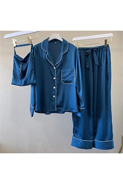 GENERAL Silk Pajama Sets Women Luxury Long Sleeve Pyjamas Sleepwear Oversize ...