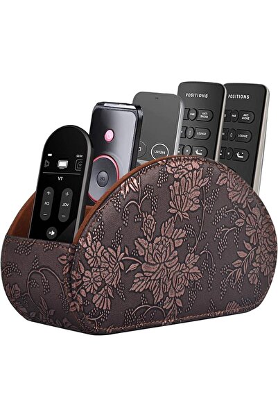 GENERAL Leather Remote Control Holder with 5 Compartments TV Remote Caddy Sto...