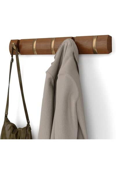 UmbraWear Umbra Flip Wall-Mounted Coat Rack with 5 Hooks – Modern, Space-Savi...