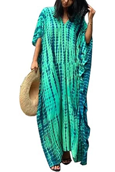 YouKD Summer Cotton Floral Long Kaftan Bohemian Kimono Beach Swimsuit Cover U...