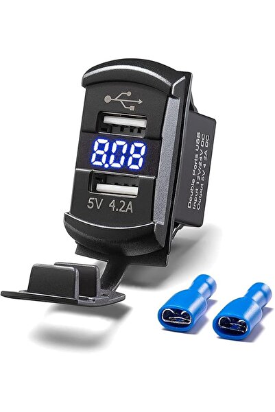 ELECDON شاحن سيارة بمنفذ USB مزدوج 4.2 أمبير، مقبس محول بتصميم روكر، مقاوم لل...