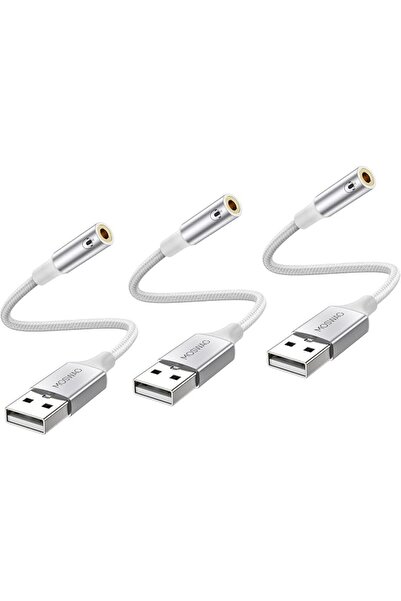 GENERAL محول صوت MOSWAG من USB إلى مقبس 3.5 ملم، كابل USB إلى Aux مع دعم المي...