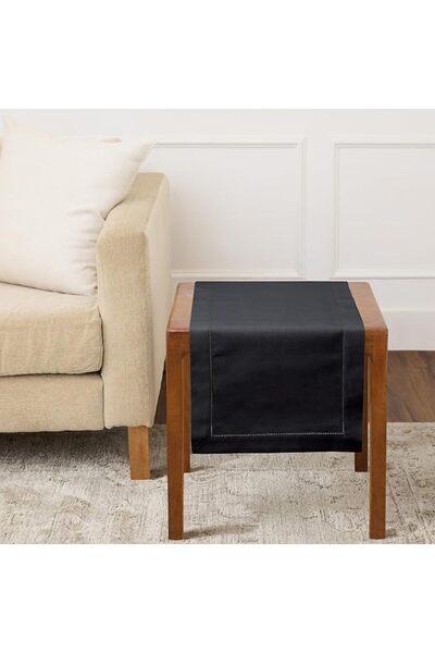 Solino Home Cotton Linen Hemstitch Table Runner – 14 x 36 Inch White Table Ru...