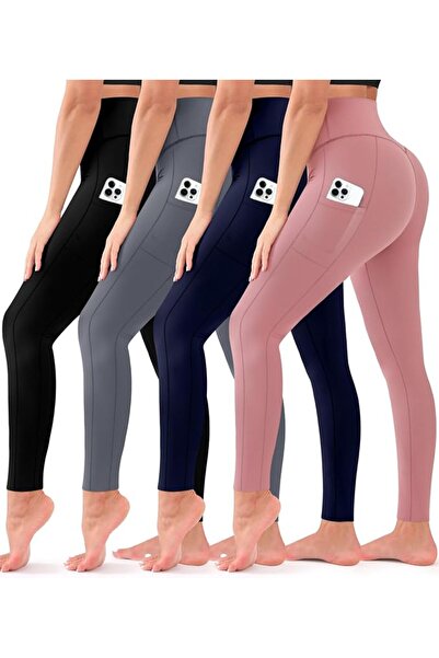 Bluemaple 4 Pack Leggings for Women Butt Lift High Waisted Tummy Control No S...