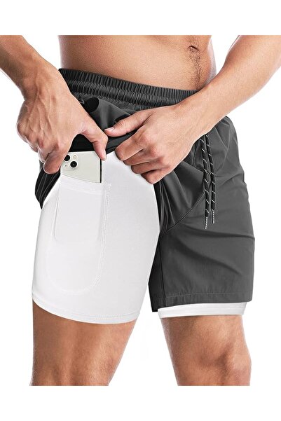 GENERAL Aolesy Men’s 2 in 1 Running Shorts, Workout Gym Athletic Shorts for M...