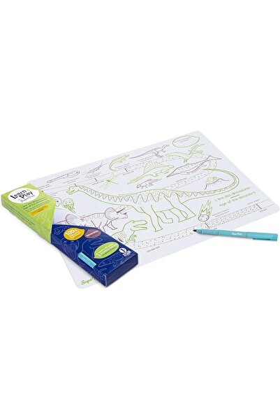 SUPERDINE Super Petit Age Of Dinosaur Silicone Coloring Playmat - Reusable Do...