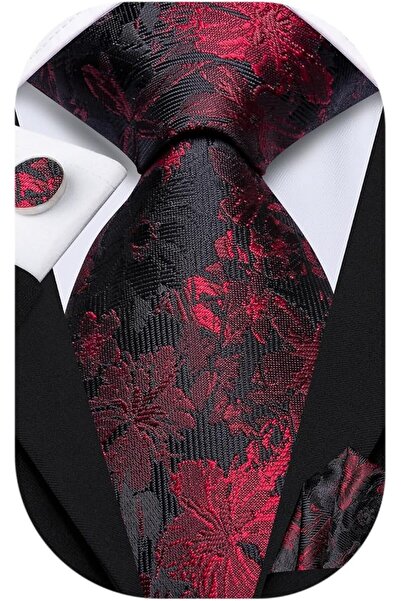 Dubulle Mens Paisely Silk Tie for Men Necktie and Pocket Square Set