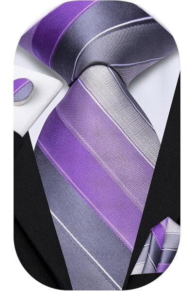 Dubulle Mens Paisely Silk Tie for Men Necktie and Pocket Square Set