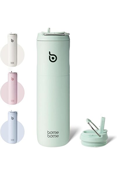 BottleWorld BOTTLE BOTTLE Insulated Water Bottle 24oz with Straw Lid and Hand...
