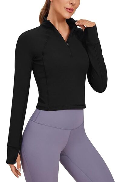 CRZ YOGA Women's Butterluxe Long Sleeve Workout Shirts Half Zip Pullover Swea...