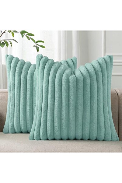 Pallene Faux Fur Plush Throw Pillow Covers 18x18 Set of 2, Luxury Soft Fluffy...