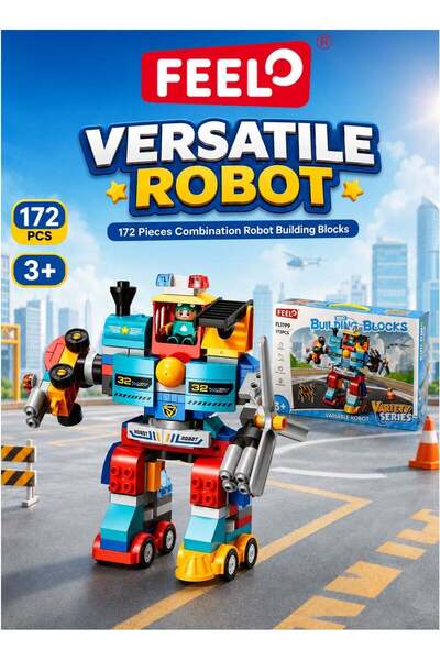 Feelo FL1199 Combination Robot Big Building Blocks Set, 172-Piece Vehicle-The...