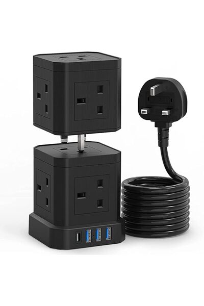 BROADONYX Extension cord Versatile Surge Protector Power Strip with USB Ports...