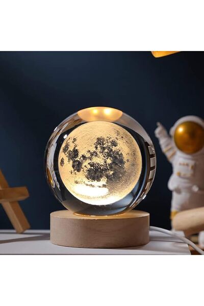 Goodern 3D Crystal Ball Night Light Clear Galaxy LED Light with Wooden Base G...