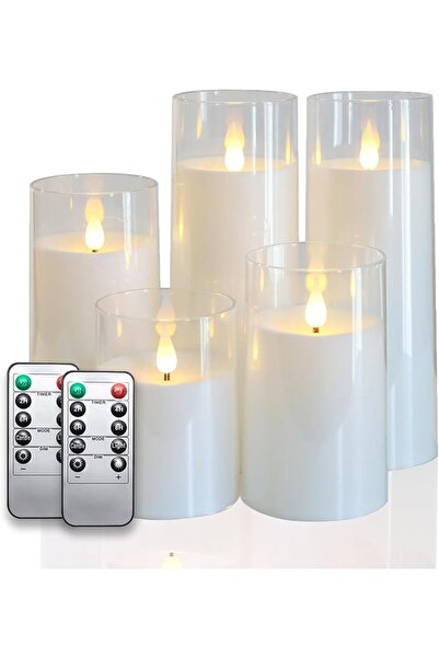 GENERAL Fo32won Grey LED Flameless Pillar Candles Battery Operated with Remot...